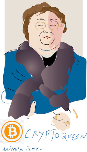 Cartoon: Cryptoqueen Qian Zhimin (medium) by gungor tagged crypto,queen,crypto,queen