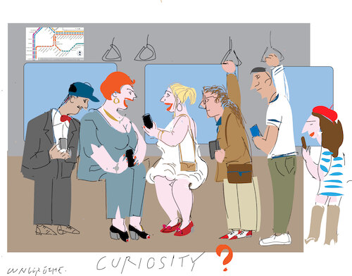 Cartoon: Curiosity in the metro (medium) by gungor tagged curiosity,in,metro,curiosity,in,metro