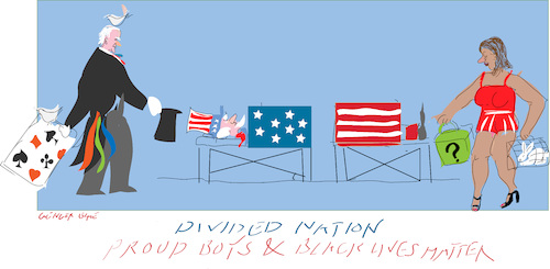 Cartoon: Divided Two (medium) by gungor tagged us,election,2020,us,election,2020