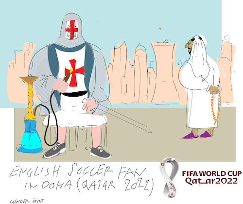 Cartoon: English fan in Doha 2022 (medium) by gungor tagged world,cup,qatar,2022,world,cup,qatar,2022