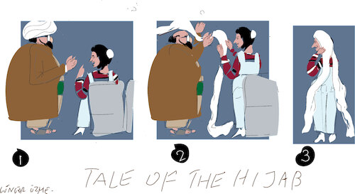 Cartoon: Girl without a Hijab (medium) by gungor tagged iranian,woman,without,turban,iranian,woman,without,turban