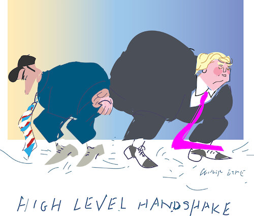 Cartoon: Handshake (medium) by gungor tagged high,level,handshake,high,level,handshake