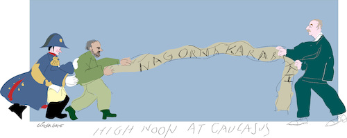 Cartoon: High Noon at Caucasus (medium) by gungor tagged conflict,between,azerbaijan,and,armenia,conflict,between,azerbajan,and,armenia