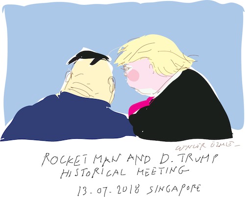 Cartoon: Historical Meeting 2018 (medium) by gungor tagged usa,usa,trump,kim,jung,singapore,treffen,2018