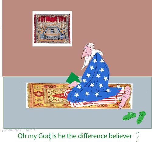 Cartoon: Is he changing ? (medium) by gungor tagged is,he,difference,believer,is,he,difference,believer