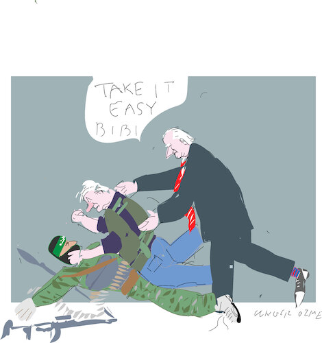 Cartoon: J. Biden and B.Netanyahu (medium) by gungor tagged war,and,peace,in,israel,2023,war,and,peace,in,israel,2023