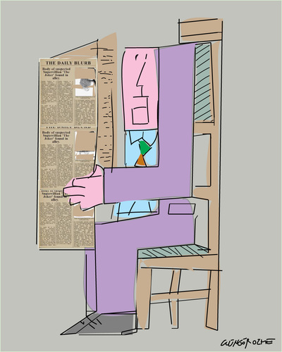 Cartoon: Man with Newspaper (medium) by gungor tagged human