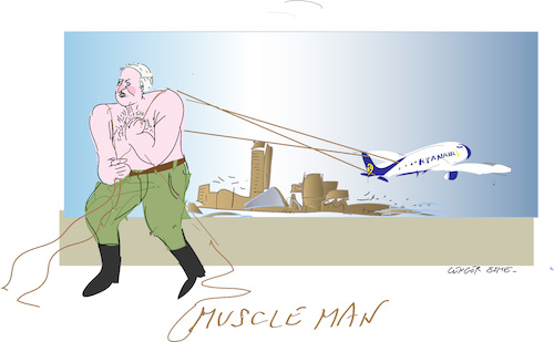 Cartoon: Muscle Man (medium) by gungor tagged he,is,hijacked,air,plane,he,is,hijacked,air,plane