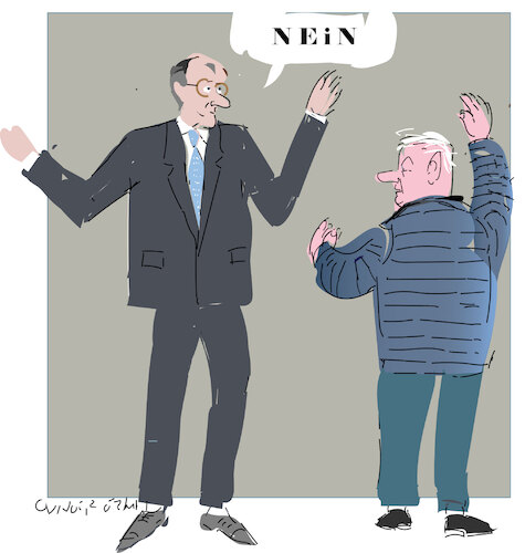 Cartoon: Nein to Bibi (medium) by gungor tagged weapons,sale,to,israel,weapons,sale,to,israel