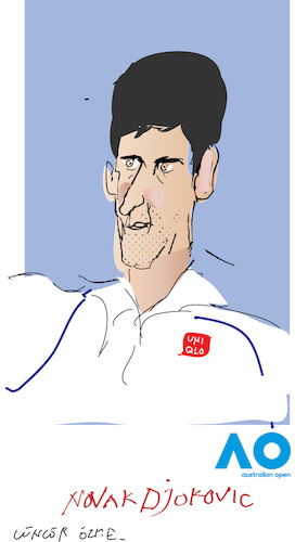 Cartoon: Novak Djokovic (medium) by gungor tagged serbia,serbia,novak,djokovic,professional,tennis,player,australian,open,2019