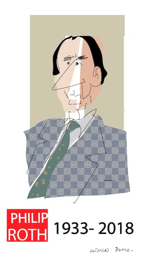 Cartoon: Philip Roth (medium) by gungor tagged usa