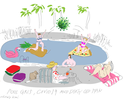 Cartoon: Pool girls and Covid 19 (medium) by gungor tagged pandemic,pandemic