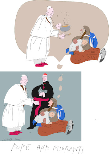 Cartoon: Pope and Migrants (medium) by gungor tagged pope,and,migrants,pope,and,migrants