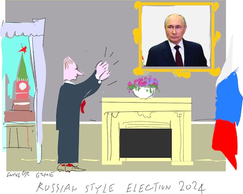 Cartoon: Putin wins Russia election (medium) by gungor tagged russian,election,2024,russian,election,2024
