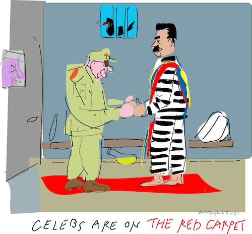Cartoon: Red carpet (medium) by gungor tagged castro,in,prison,castro,in,prison
