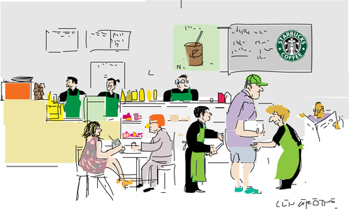 Cartoon: Starbucks (medium) by gungor tagged usa