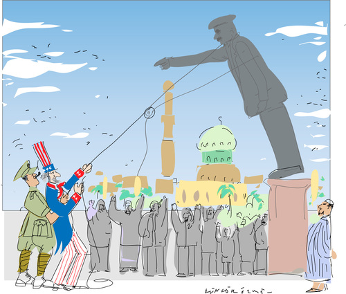 Cartoon: Statue of Saddam (medium) by gungor tagged middle,eeast
