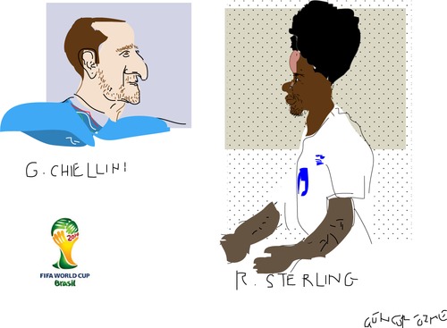 Cartoon: Sterling and Chiellini (medium) by gungor tagged brazil2014