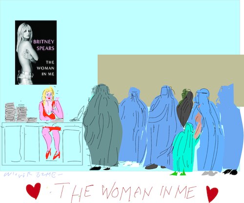 Cartoon: The book and Afghan Women (medium) by gungor tagged britney,new,book,britney,new,book