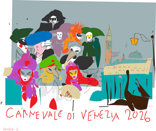Cartoon: Venice Carnival  2026 (medium) by gungor tagged venice,carnivak,2026,venice,carnivak,2026