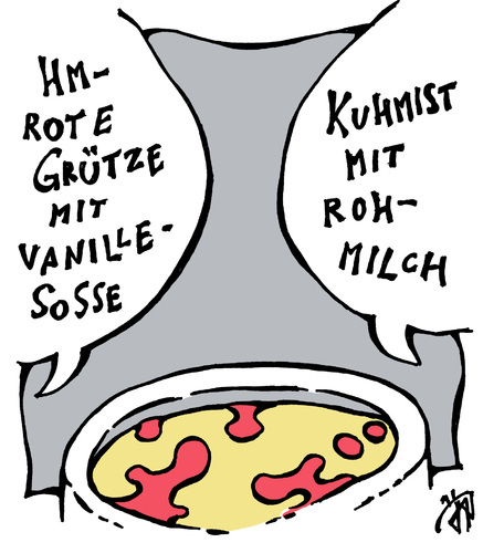 Cartoon: Ehec (medium) by JP tagged ehec,virus,pudding,scheisse,virus,pudding,ehec,durchfallerkrankung,bakterien,gesundheit,krank