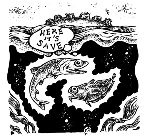 Cartoon: save radiation (medium) by JP tagged fish,fukushima,anchovy,sea,contamination,fukushima,akw,atomkraft