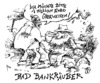 Cartoon: bad bankräuber (small) by JP tagged bad,bank,bankräuber,bankraub,urlaub,laub,verbrechen,euro,minus,plus,mathe,madde,matte,krise