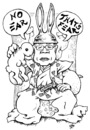 Cartoon: worst case management (small) by JP tagged propaganda,contamination,samurai,bunny,earless,fukushima,yamashita