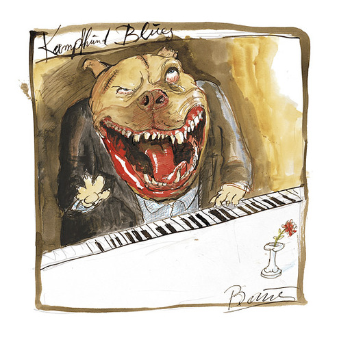 Cartoon: Kampfhund Blues (medium) by Peter Bauer tagged leid,blues,kampfhund