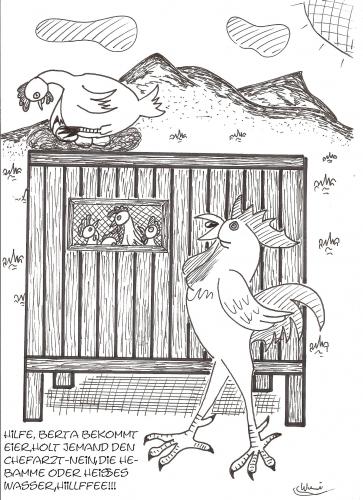 Cartoon: Berta bekommt Eier (medium) by Backrounder tagged eier,huhn,geburt