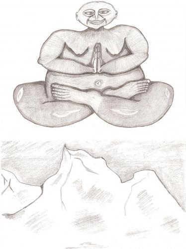 Cartoon: Buddha on the high mountain (medium) by Backrounder tagged buddhism