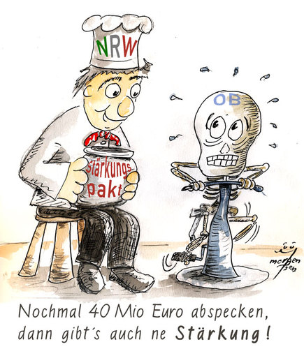Cartoon: Hungern für die Stärkung (medium) by Lupe tagged nrw,stärkungspakt,wehling,oberhausen,städte,land,sparen,sparkommissar