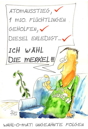 Cartoon: Wahl-o-mat (medium) by Lupe tagged bundestag,bundestagswahl,die,gruenen,spd,cdu,fdp,afd,parteien,demokratie