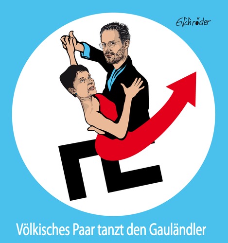 Cartoon: Afd Volkstanztruppe (medium) by ESchröder tagged afd,petry,gauland,pretzell,volkstanz,rechtspopulismus,partei,eschröder,karikatur