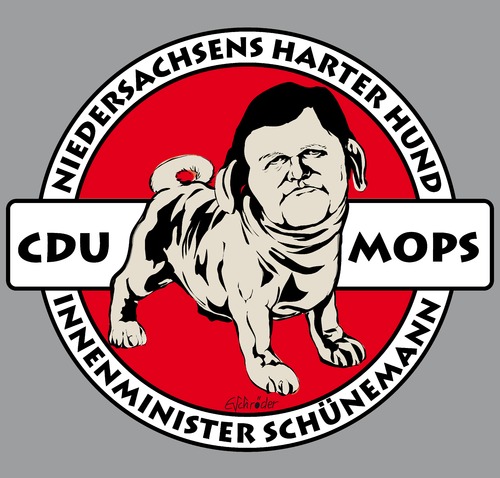 Cartoon: CDU Mops (medium) by ESchröder tagged niedersachsen,cdu,innenminister,harter,hund,bildzeitung,warmduscher,innepolitik,schünemann,kaltduscher,polizei