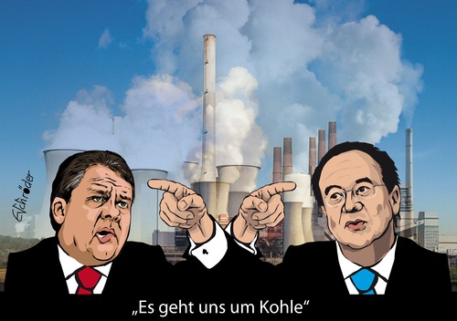 Cartoon: Energiewende Kohleabgabe (medium) by ESchröder tagged sigmar,gabriel,spd,armin,laschet,cdu,kohlebergbau,braunkohle,sonderabgabe,nordrhein,westfahlen,positionspapier,kohlerevier,energiewende,koalitionsvertrag,kohlendioxid,ausstoß,minderung,energieeffizienz,ablasshandel