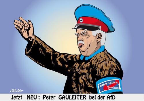 Cartoon: Peter AfD - Gauleiter (medium) by ESchröder tagged peter,gauweiler,csu,politiker,rücktritt,bundestagsabgeordneter,parteivize,strauß,sympathiesant,kritik,an,europolitik,millionär,jurist,stammtischler