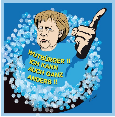 Cartoon: Wutbürger! (medium) by ESchröder tagged merkel,bürger