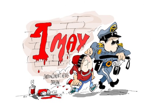 Cartoon: 1 de mayo (medium) by Dragan tagged uno,de,mayo,del,trabajo