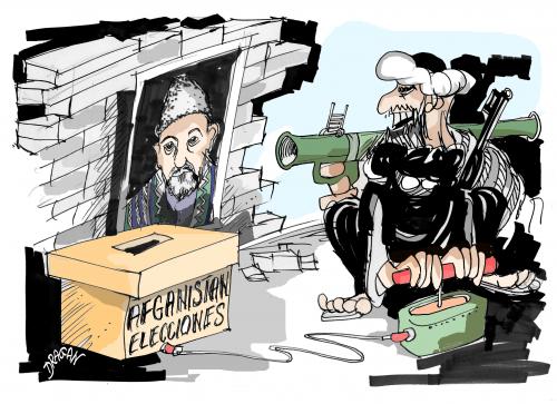 Cartoon: Afganistan elecciones (medium) by Dragan tagged afganistan,elecciones,hamid,karzai,kabul