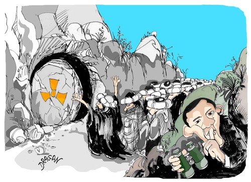 Cartoon: Ali Baba y los cuarenta ladrones (medium) by Dragan tagged iran,barack,obama,mahmud,ahmadineyad