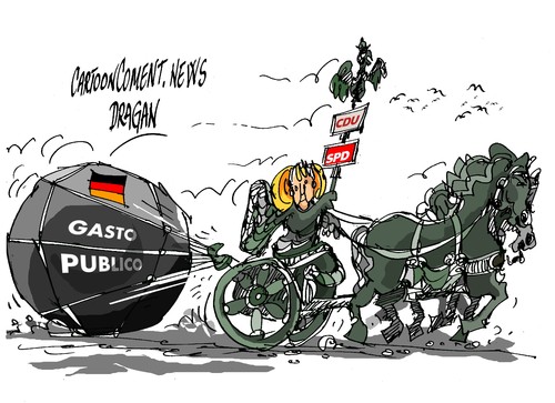 Cartoon: Angela Merkel-gasto publico (medium) by Dragan tagged carton,politics,spd,cdu,publico,gasto,merkel,angela