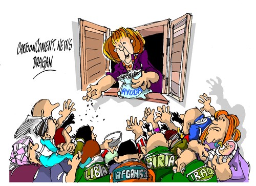 Cartoon: Angela Merkel-gestion (medium) by Dragan tagged angela,merkel,alemania,refugiados,siria,afganistan,coalicion,politics,cartoon