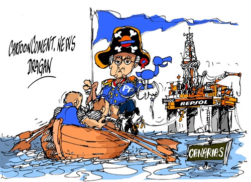 Cartoon: Antonio Brufau-via libre (medium) by Dragan tagged antonio,brufau,repsol,lanzarote,fuerteventura,canarias,politics,cartoon