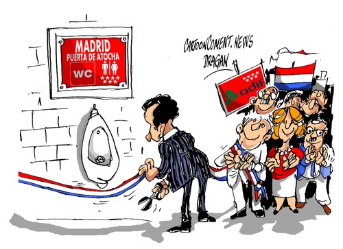 Cartoon: Atocha-embajador holandes (medium) by Dragan tagged madrid,atocha,embajador,holandes,negocio,cartoon