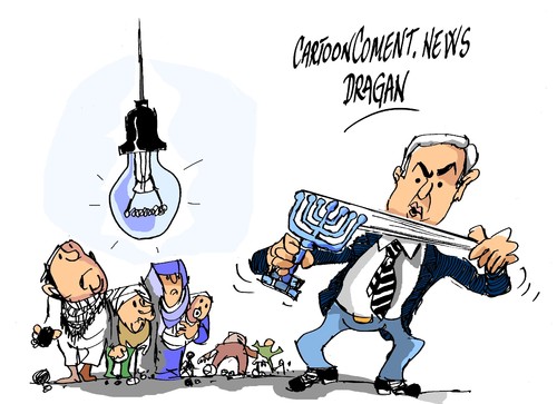 Cartoon: Benjamin Netanyahu- suministro (medium) by Dragan tagged benjamin,netanyahu,izrael,palestina,gaza,politics,cartoon