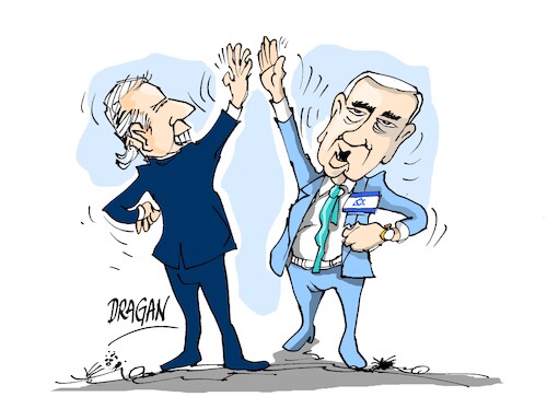 Cartoon: Biden-Netanyahu-!Chocala! (medium) by Dragan tagged joe,biden,benjamin,netanyahu,gaza,eeuu,izrael