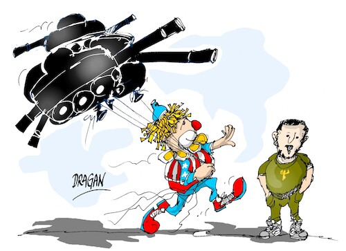 Cartoon: Boris en Kiev (medium) by Dragan tagged boris,johnson,volodimir,zelenski,kiev,ukrania