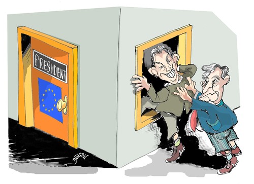 Cartoon: Brown insiste en Blair (medium) by Dragan tagged gordon,brown,tony,blair,union,europea,politics