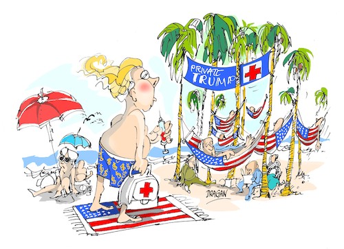 Cartoon: Donald Trump-luz solar (medium) by Dragan tagged donald,trump,covid,19